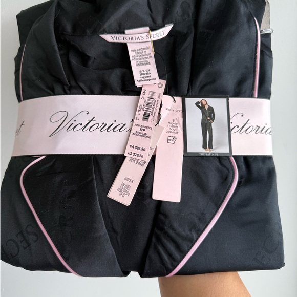 Victoria's Secret Other - Victoria's Secret Black Pajamas with Pink Trim